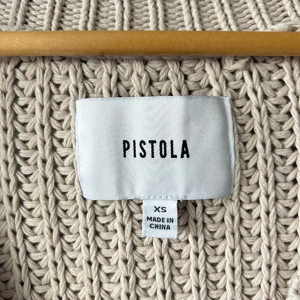 Pistola Cable Knit Cardigan Women XS Beige Chunky Knit Cotton - Picture 5 of 9